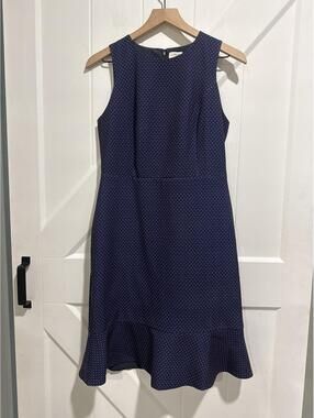 J.Crew Navy Blue Sleeveless Polka Dot Dress Size 6